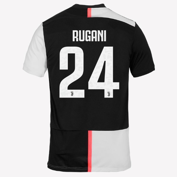 Camiseta Juventus NO.24 Rugani Replica Primera Ropa 2019/20 Blanco Negro